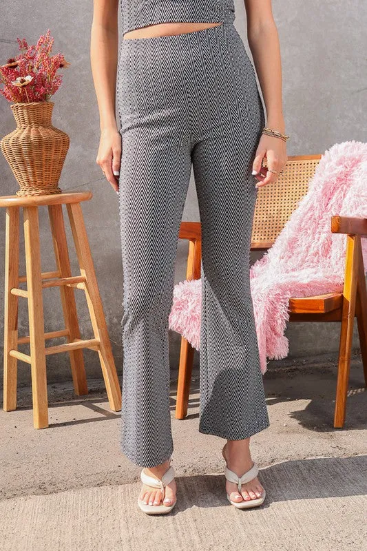Black/White Retro Zig Zag Print Pant Set