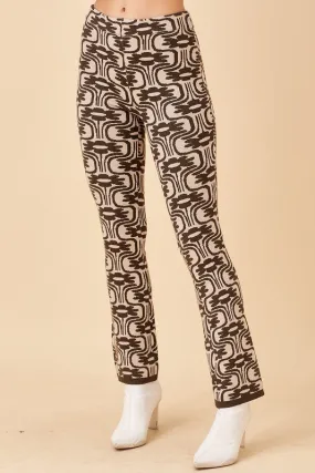 Charcoal Floral Print Knit Pants