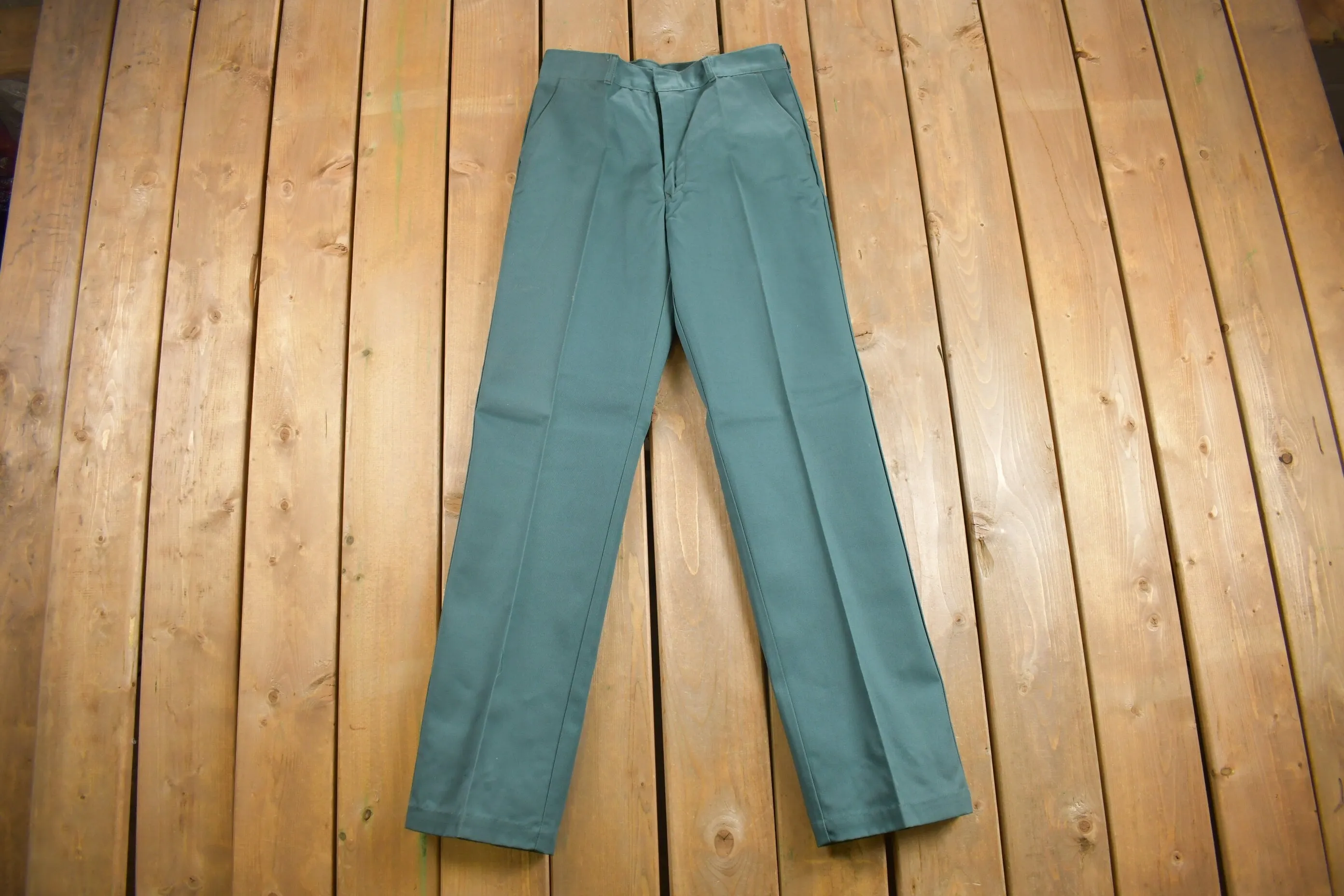 Deadstock Vintage 1980s Pleated Trousers Size 31 x 33 / 80s Workwear / 1980s Pants / Olive Green / New With tags
