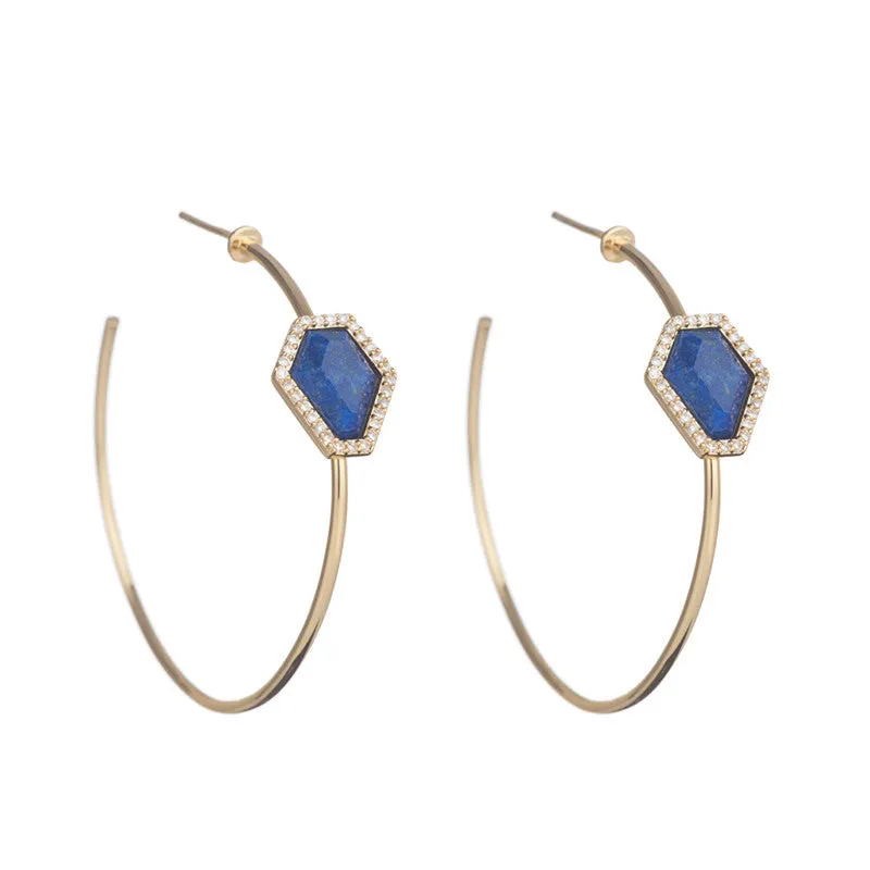 Ella Oblong Hexagon Stone Hoop
