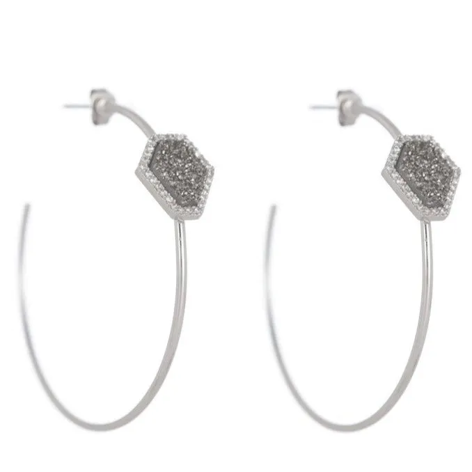 Ella Oblong Hexagon Stone Hoop