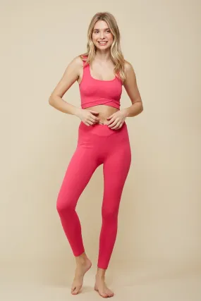Magenta Overlap Tank Top And Flare Pants