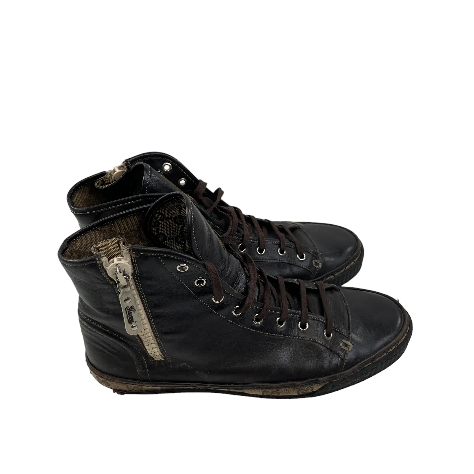 Mens Brown Canvas Zip Trainers - Size EU 43.5 / UK 9.5