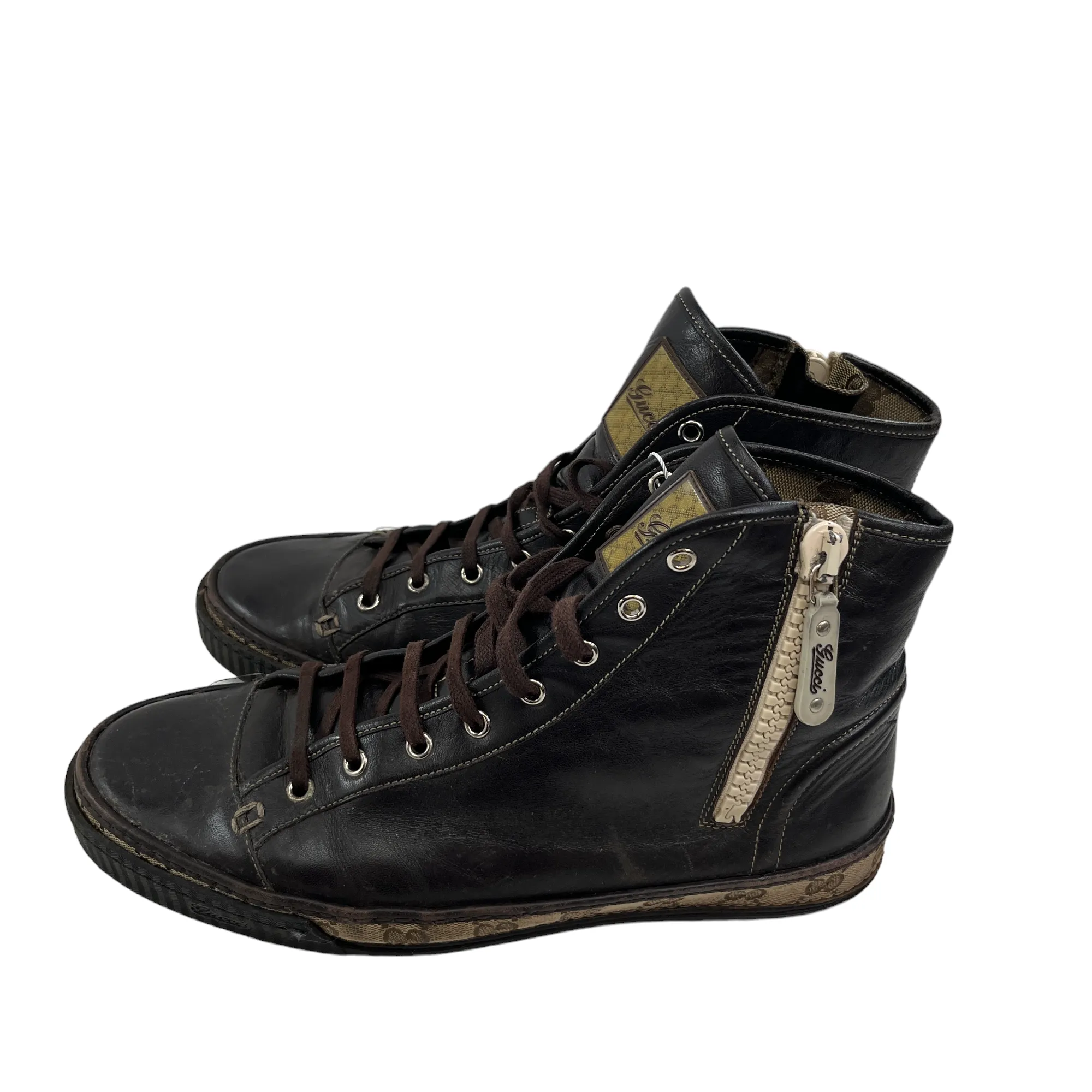 Mens Brown Canvas Zip Trainers - Size EU 43.5 / UK 9.5